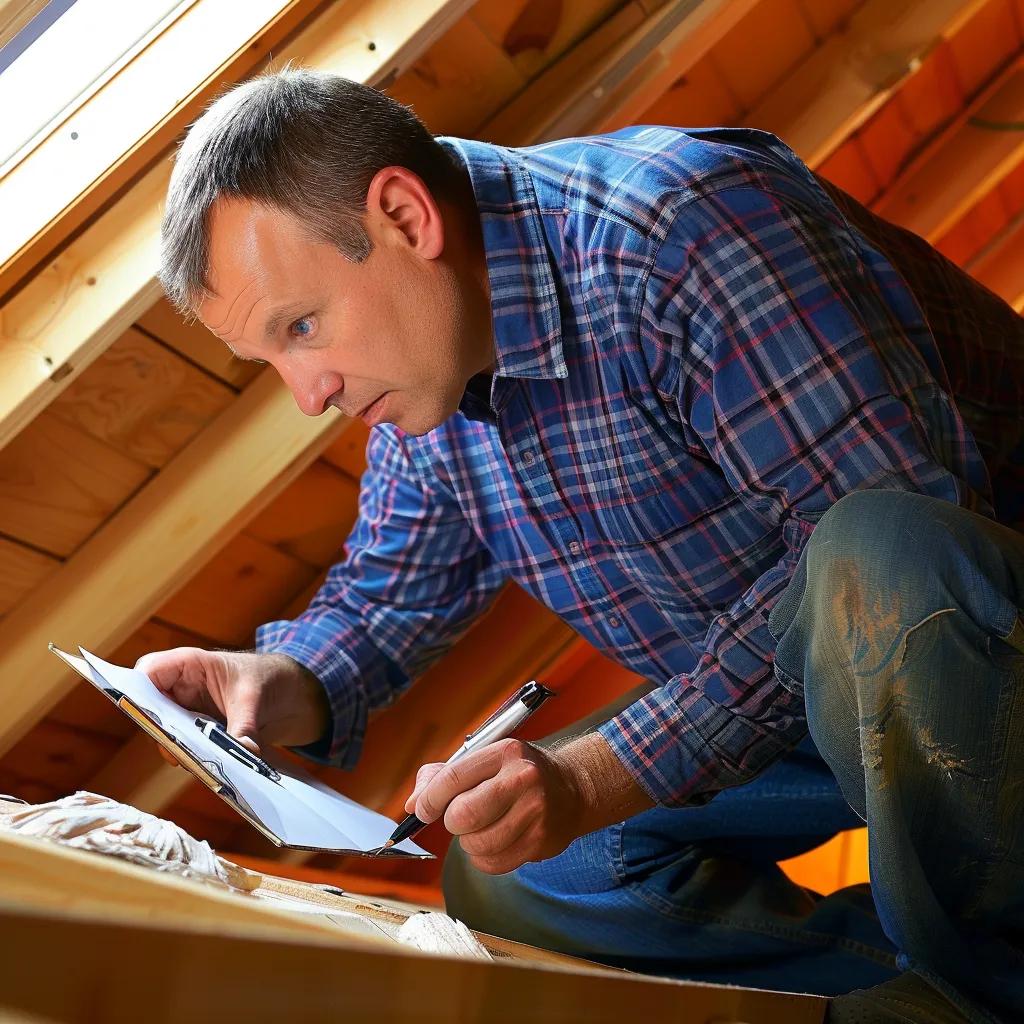 Professional home inspector meticulously evaluating a house in Waynesboro VA, focusing on structural integrity and systems during the inspection process.