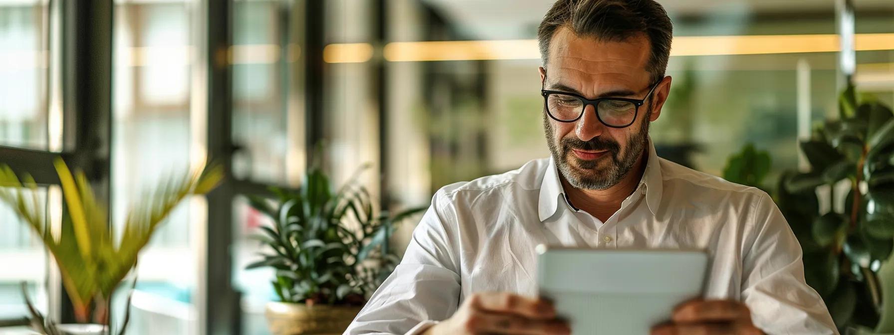 a professional pest control technician in a sleek modern office reviews pest control strategies with a digital tablet, displaying a split-screen comparison of diy versus professional methods, highlighted by sharp lighting that emphasizes the contrasting visuals of each approach.