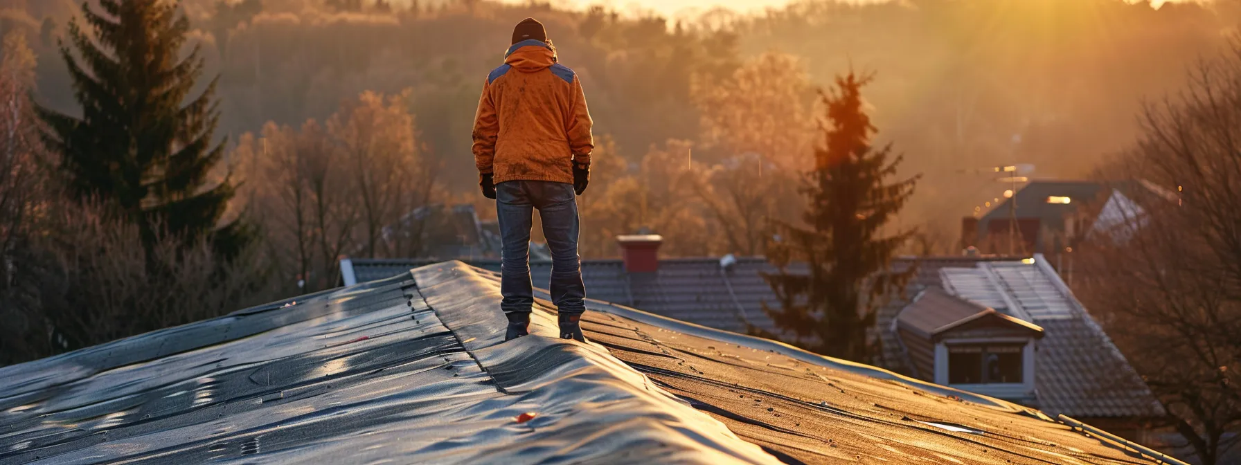 a roof inspector examining a spotless rooftop with a gleaming surface, checking for any signs of damage post-cleaning. a roof inspector examining a spotless rooftop with a gleaming surface, checking for any signs of damage post-cleaning.