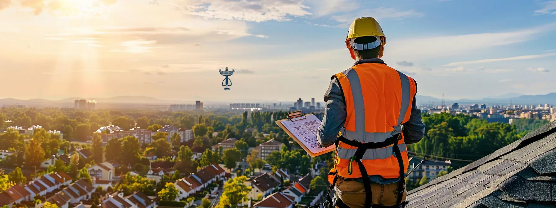 Roof assessment tools and experts identifying hidden roof issues during a complimentary evaluation. Roof assessment tools and experts identifying hidden roof issues during a complimentary evaluation.