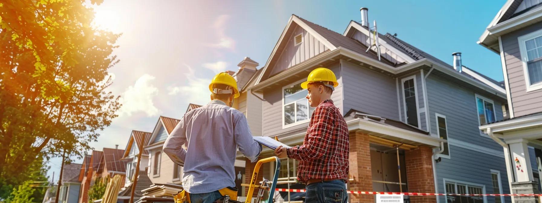 Image of a Saint Louis roofing contractor discussing options with a homeowner. Image of a Saint Louis roofing contractor discussing options with a homeowner.