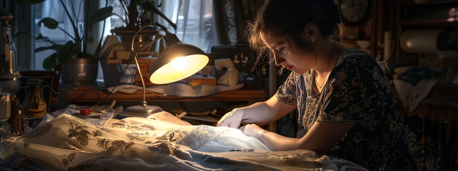 a seamstress delicately adjusting the bodice of a wedding dress for a perfect fit. a seamstress delicately adjusting the bodice of a wedding dress for a perfect fit.