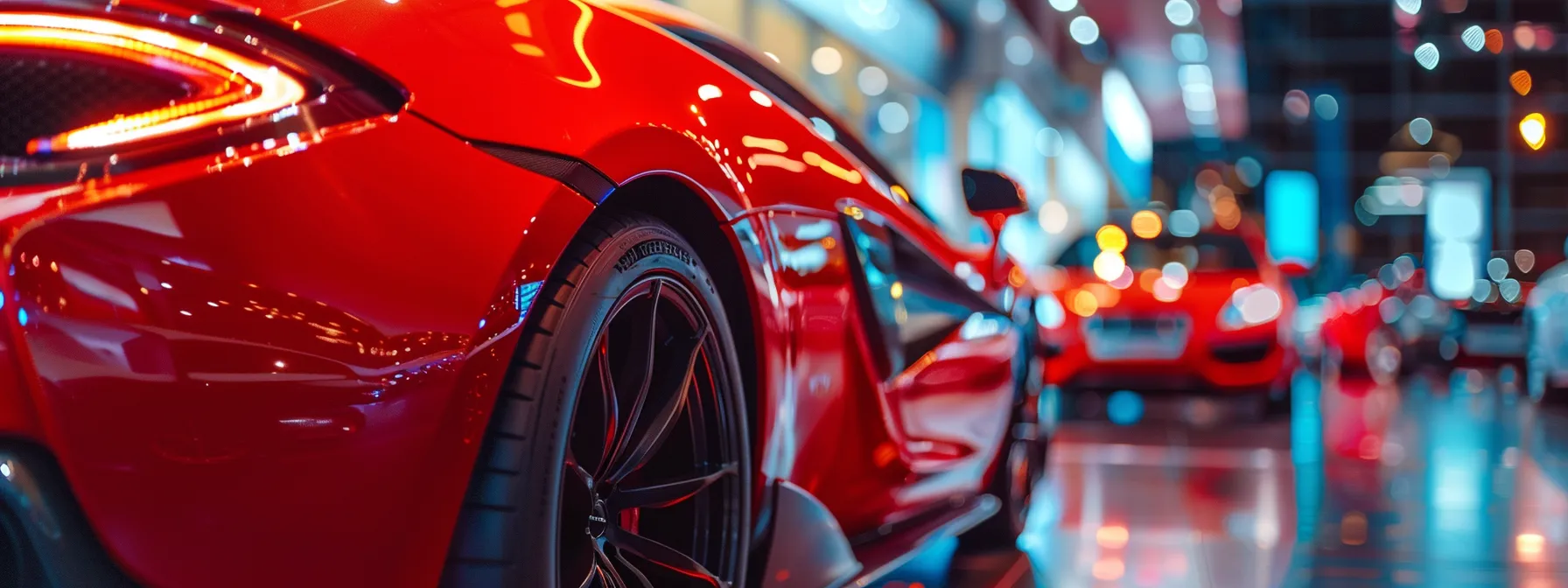 a shiny red sports car being exchanged for a wad of cash in a bustling dealership. a shiny red sports car being exchanged for a wad of cash in a bustling dealership.