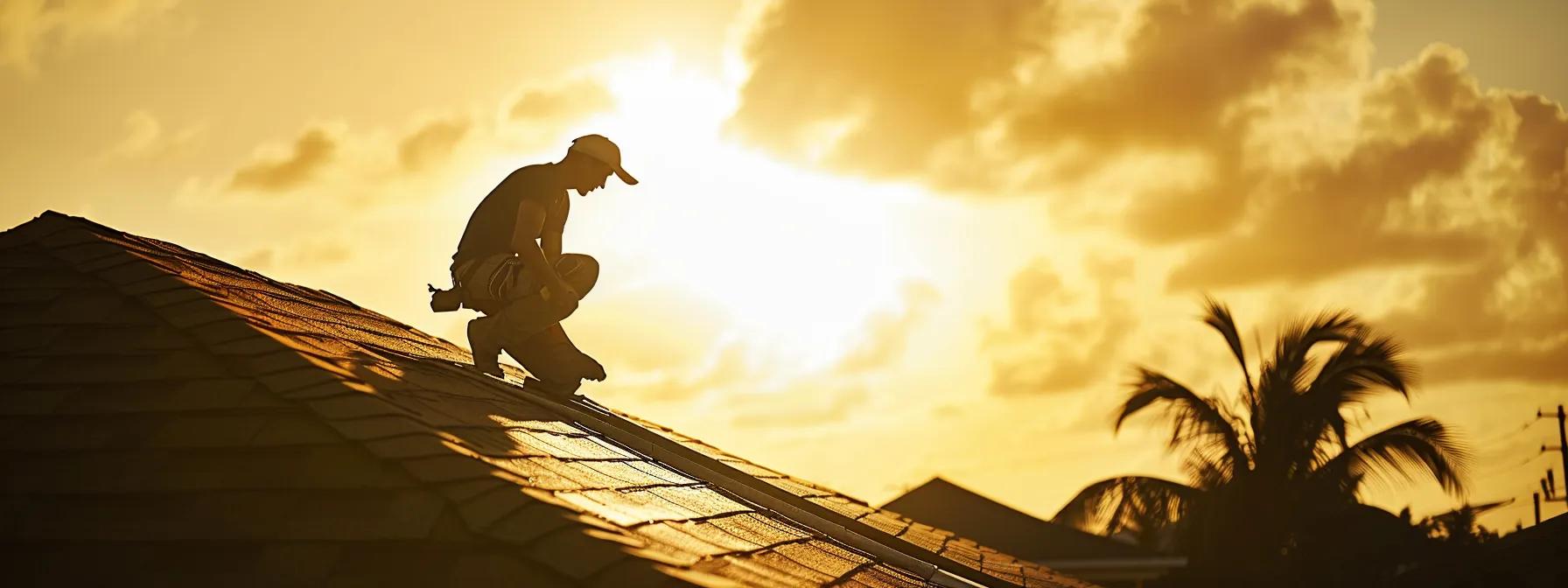 a skilled roofer meticulously installing quality shingles on a sunlit residential roof in san antonio, showcasing professional tools, safety gear, and a commitment to excellence in roofing craftsmanship. a skilled roofer meticulously installing quality shingles on a sunlit residential roof in san antonio, showcasing professional tools, safety gear, and a commitment to excellence in roofing craftsmanship.