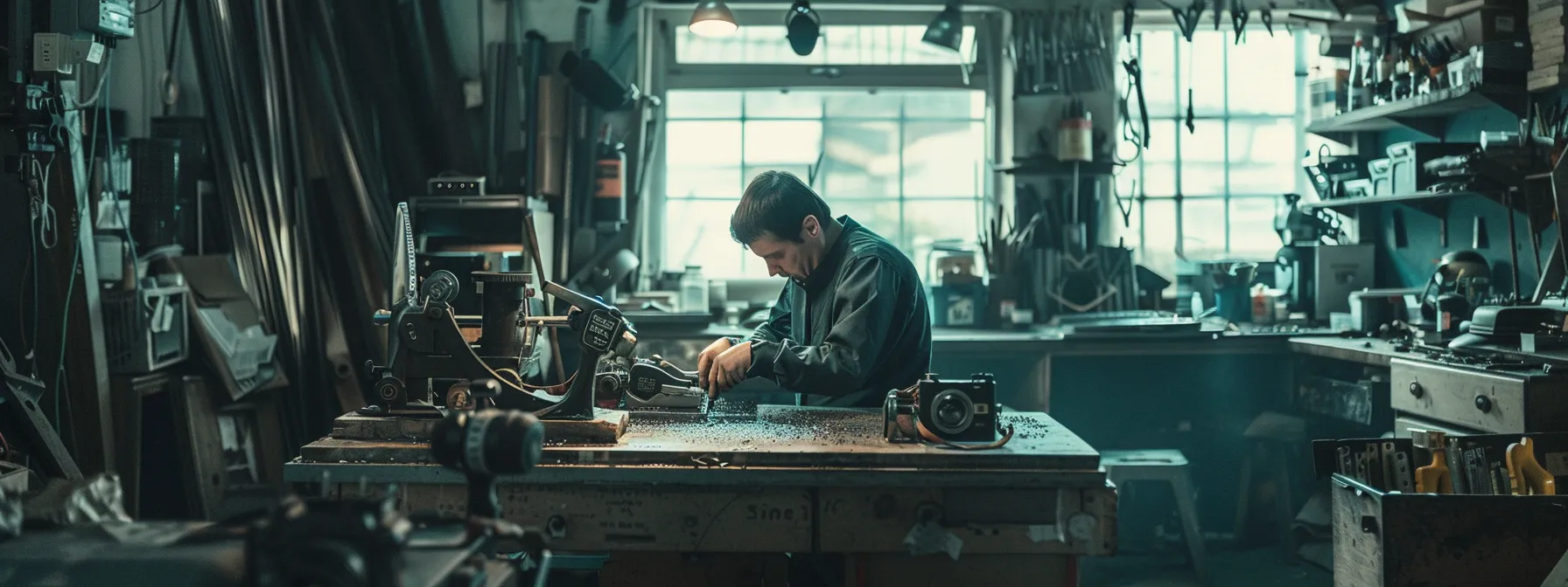 a skilled technician carefully fabricating custom electric steel gates in a workshop filled with tools and machinery. a skilled technician carefully fabricating custom electric steel gates in a workshop filled with tools and machinery.