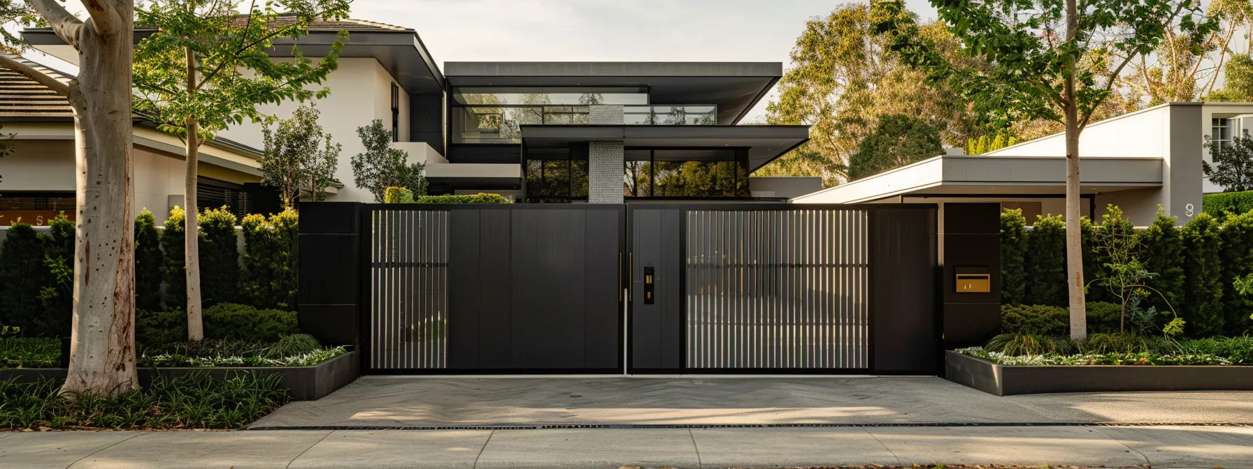 a sleek and modern electric steel gate stands tall in front of a luxurious Carlton North | Melbourne property, exuding elegance and security. Electric Steel Gates Carlton North | Melbourne: Enhance Your Security