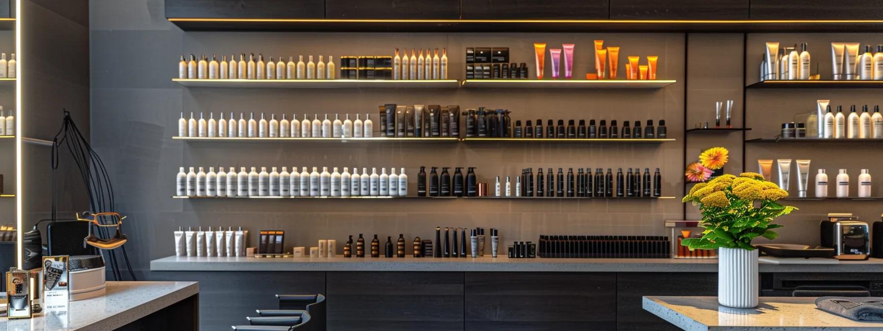 a sleek and modern hair salon interior showcases a stylish display of various clip-in hair extensions—both synthetic and human hair—arranged elegantly on minimalist shelves, emphasizing their transformative potential for versatile hairstyles. a sleek and modern hair salon interior showcases a stylish display of various clip-in hair extensions—both synthetic and human hair—arranged elegantly on minimalist shelves, emphasizing their transformative potential for versatile hairstyles.