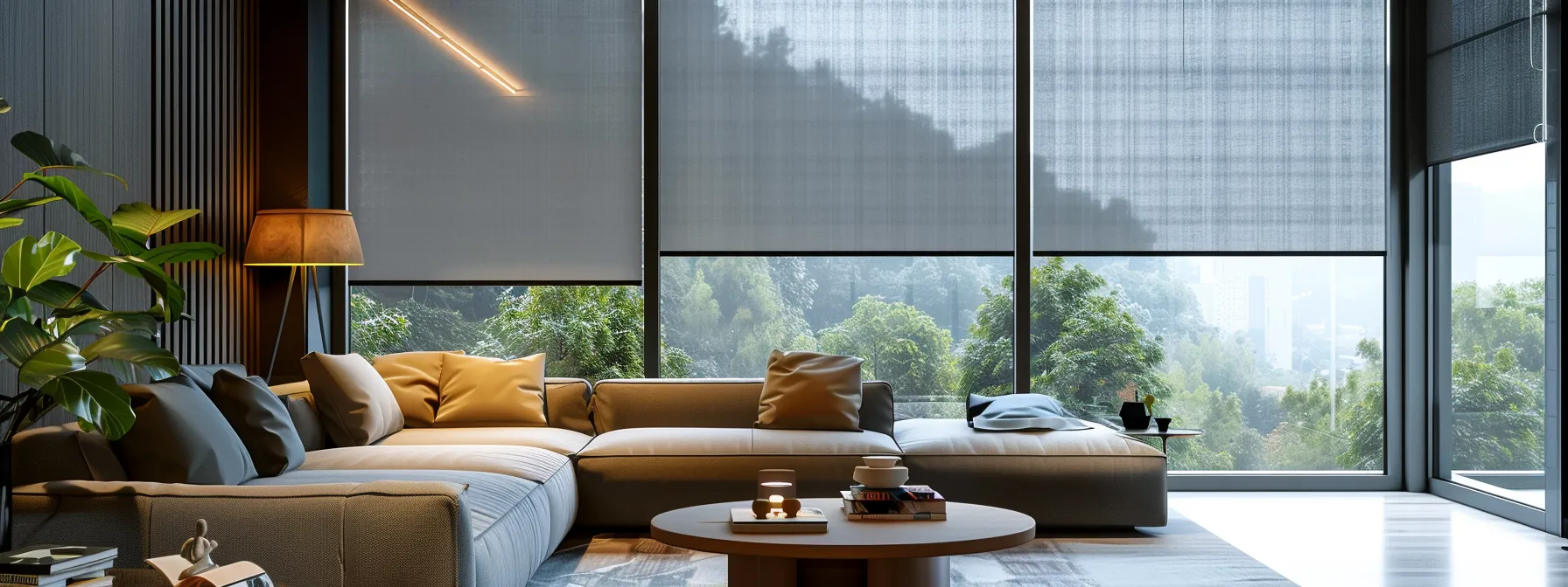 a sleek and modern smart roller shade, controlled wirelessly, seamlessly integrating with a smart home environment. a sleek and modern smart roller shade, controlled wirelessly, seamlessly integrating with a smart home environment.