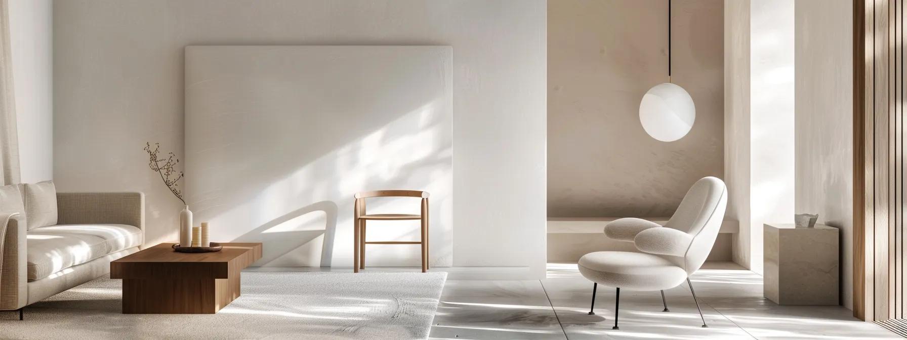 a sleek, contemporary living space showcasing effortlessly minimalistic furniture, highlighted by soft ambient lighting that emphasizes a sense of openness and understated elegance. a sleek, contemporary living space showcasing effortlessly minimalistic furniture, highlighted by soft ambient lighting that emphasizes a sense of openness and understated elegance.