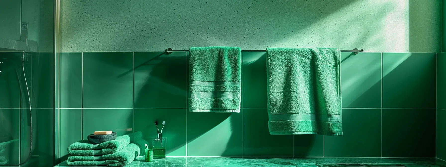 a sleek, modern bathroom in liverpool nsw with a glass shower, marble countertops, and vibrant green accents, showcasing expert renovation services transforming a small space into a stylish sanctuary. a sleek, modern bathroom in liverpool nsw with a glass shower, marble countertops, and vibrant green accents, showcasing expert renovation services transforming a small space into a stylish sanctuary.