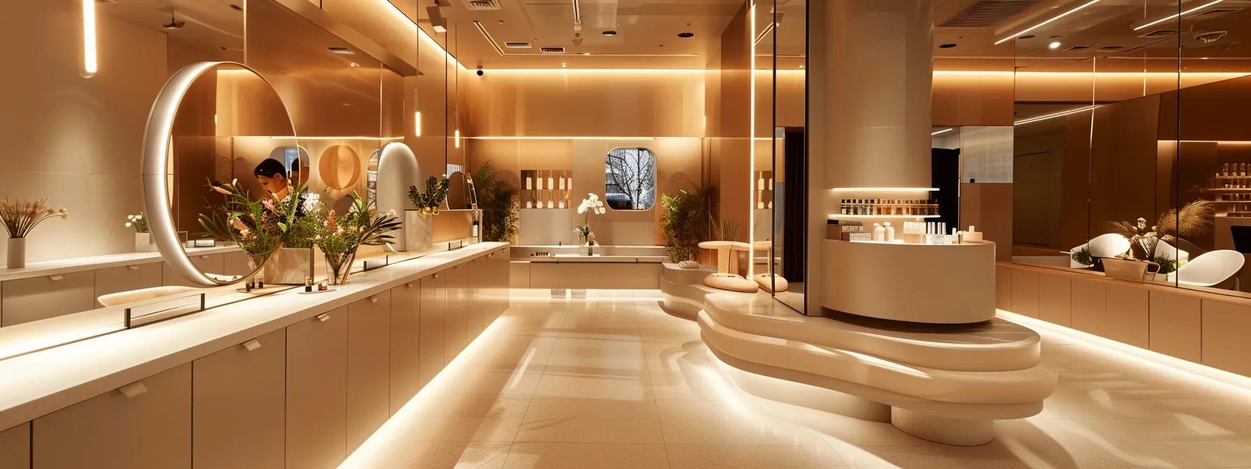 a sleek, modern brooklyn beauty salon features a pristine, elegantly designed threading station with a stylist focused on a client's precise eyebrow shaping, illuminated by soft, warm lighting that highlights the clean, chemical-free approach to hair removal.