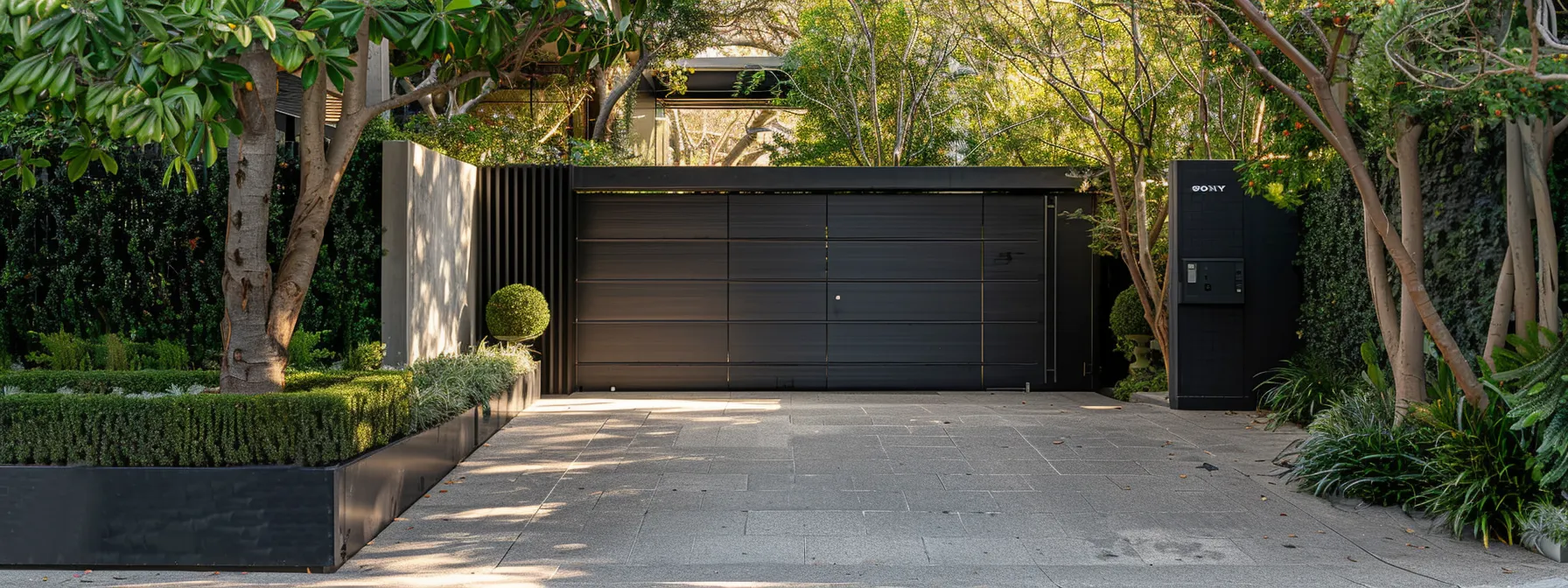 a sleek, modern electric steel gate with remote control capabilities and gsm-enabled access, standing tall in front of a stylish Carlton North | Melbourne property. a sleek, modern electric steel gate with remote control capabilities and gsm-enabled access, standing tall in front of a stylish Carlton North | Melbourne property.