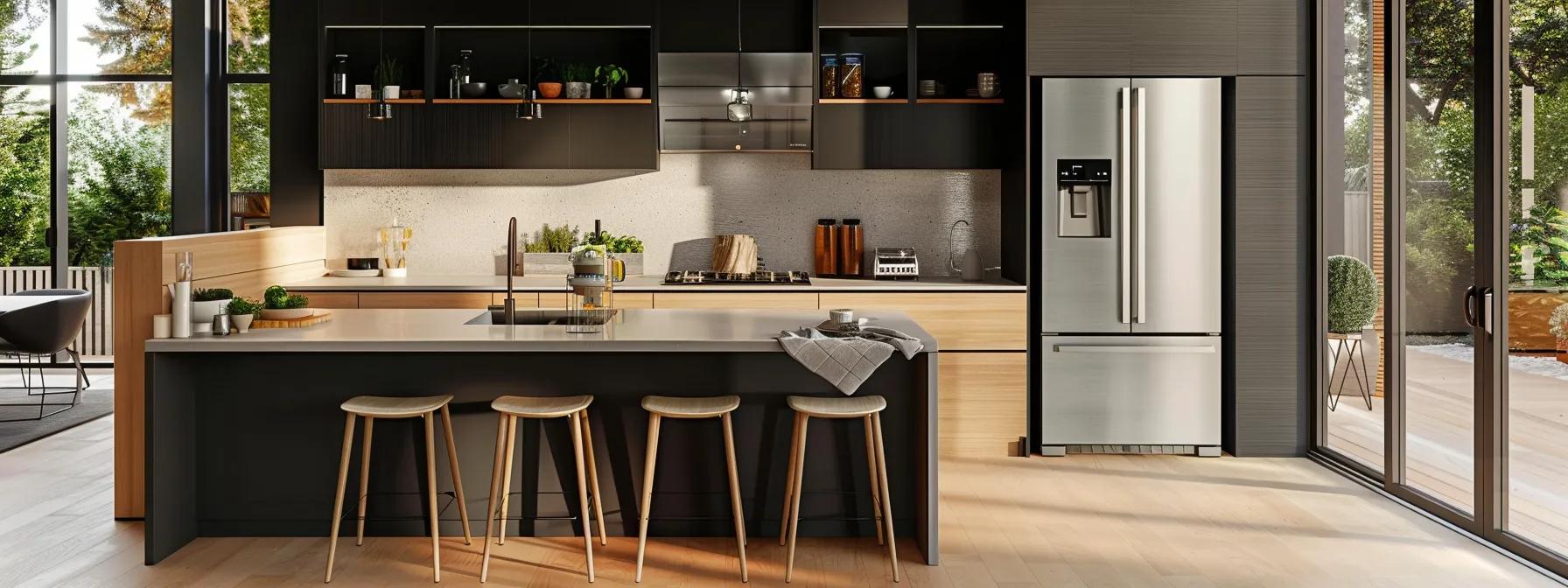 a sleek, modern kitchen setting showcases a whirlpool refrigerator prominently, with an everydrop water filter elegantly displayed nearby, emphasizing the compatibility of essential components for optimal appliance performance.