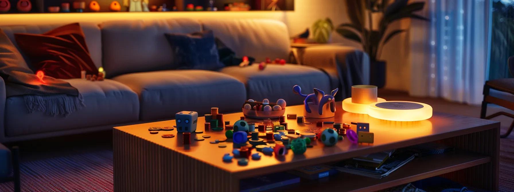 a sleek, modern living room illuminated by overhead lights showcases a variety of everyday household items—small toys, coins, and fragmented accessories—carefully arranged on a coffee table, highlighting potential choking hazards for infants and toddlers while emphasizing the importance of safety awareness. a sleek, modern living room illuminated by overhead lights showcases a variety of everyday household items—small toys, coins, and fragmented accessories—carefully arranged on a coffee table, highlighting potential choking hazards for infants and toddlers while emphasizing the importance of safety awareness.