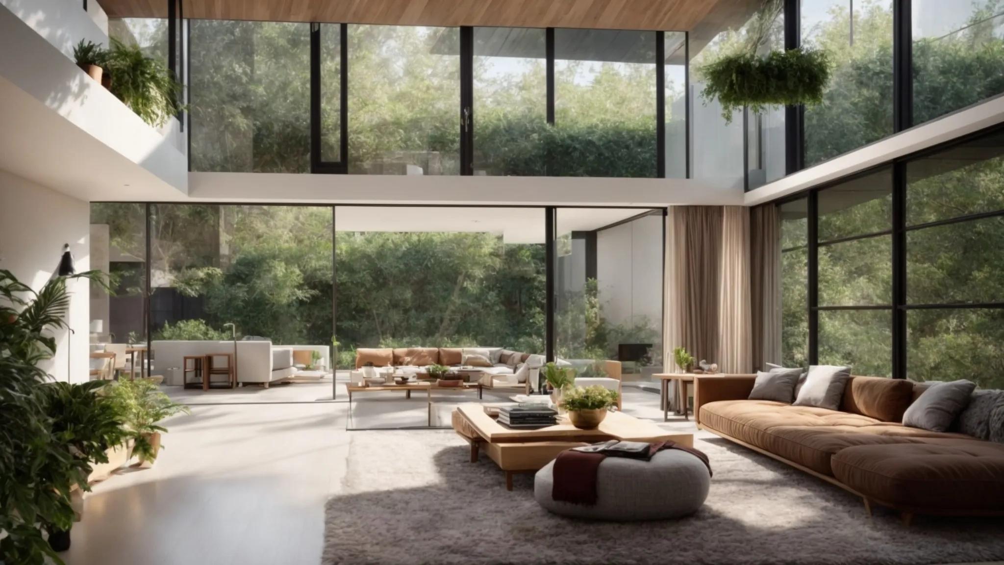 a sleek, modern living space exuding opulence with floor-to-ceiling windows showcasing lush greenery, illuminated by soft, ambient lighting that highlights innovative luxury remodeling trends of 2025. a sleek, modern living space exuding opulence with floor-to-ceiling windows showcasing lush greenery, illuminated by soft, ambient lighting that highlights innovative luxury remodeling trends of 2025.