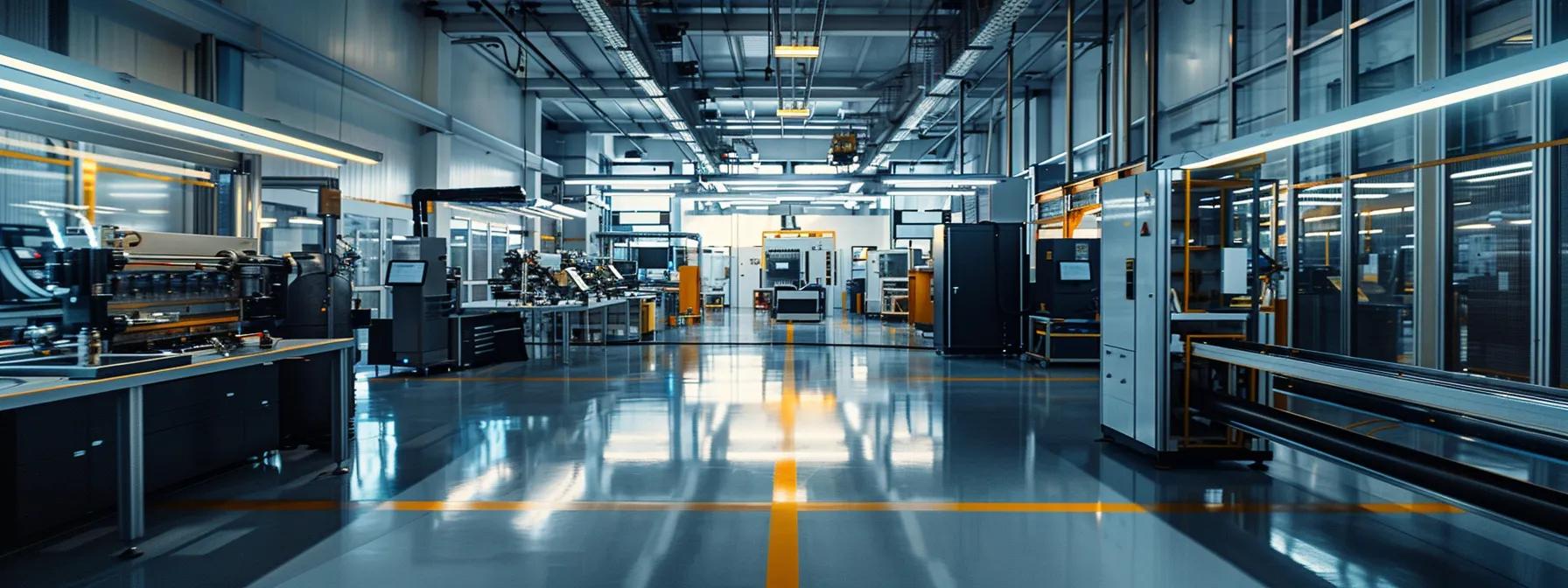 a sleek, modern manufacturing facility with precision metal parts on display, showcasing various materials and advanced machinery, illuminated by bright fluorescent lights to highlight the intricate details of the components.