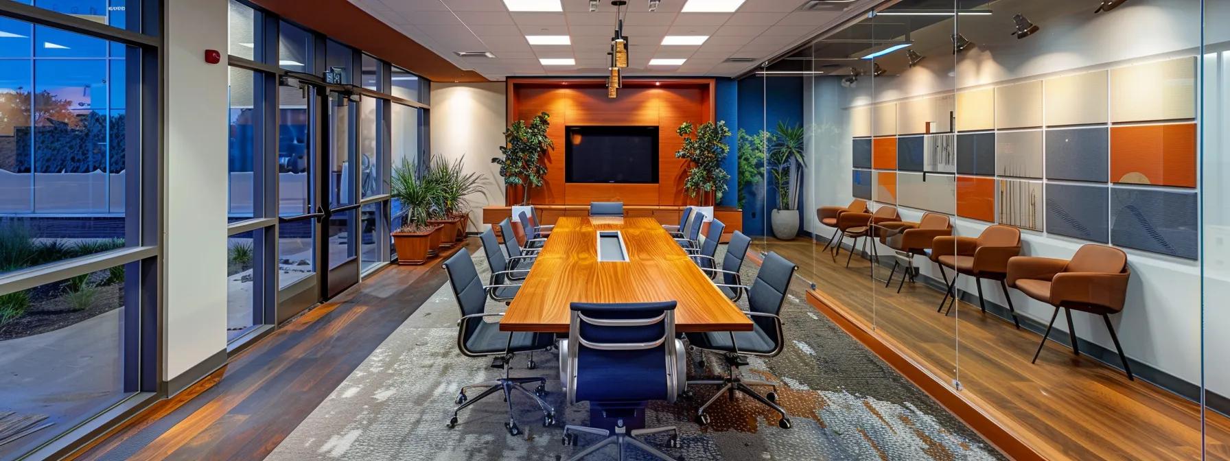 a sleek, modern office conference room features a polished wooden table surrounded by stylish chairs, adorned with color swatches and renovation plans, emphasizing the strategic planning involved in maximizing an inherited property's value before sale. a sleek, modern office conference room features a polished wooden table surrounded by stylish chairs, adorned with color swatches and renovation plans, emphasizing the strategic planning involved in maximizing an inherited property's value before sale.