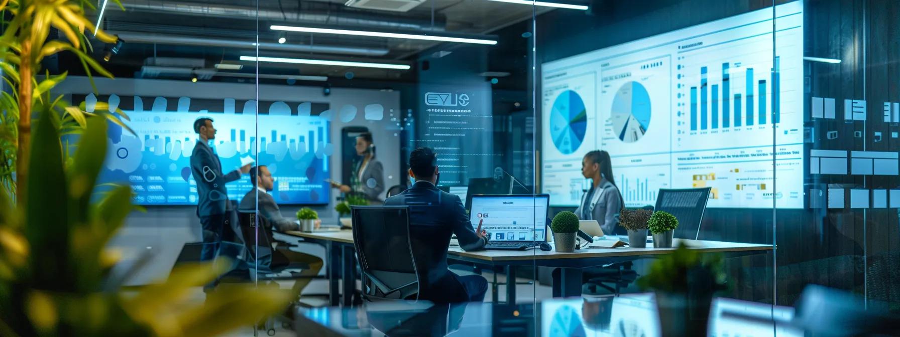 a sleek, modern office environment displays a professional pest control team engaged in an intense strategy session, surrounded by detailed charts and graphs analyzing rat behavior management techniques.
