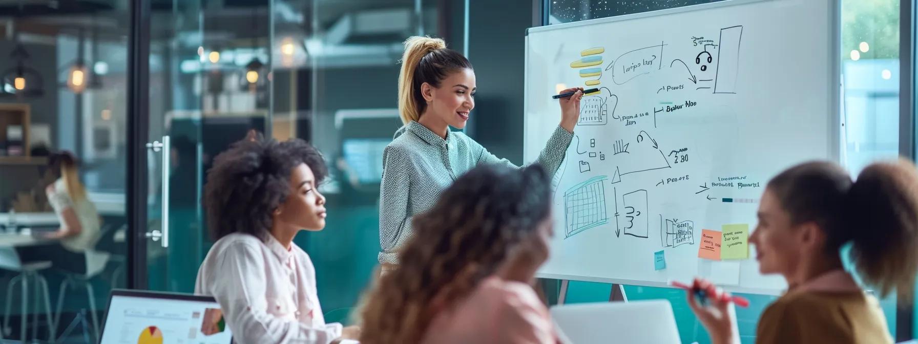 a sleek, modern office setting showcases a vibrant brainstorming session, with a diverse group of professionals eagerly discussing and sketching out innovative referral program strategies on a digital whiteboard, surrounded by engaging visuals of enticing incentives. a sleek, modern office setting showcases a vibrant brainstorming session, with a diverse group of professionals eagerly discussing and sketching out innovative referral program strategies on a digital whiteboard, surrounded by engaging visuals of enticing incentives.