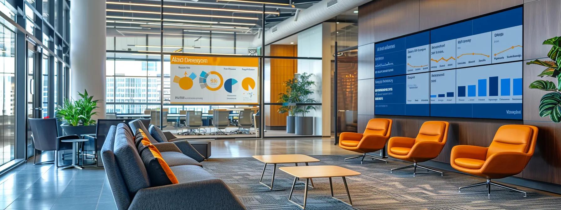 a sleek, modern office workspace features a large digital screen displaying the straightforward eligibility criteria for fannie mae in bold, easy-to-read infographics, set against a backdrop of polished wood and metallic accents.