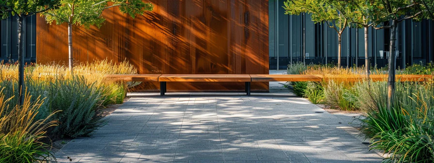 a sleek, modern outdoor setting showcases elegantly designed pathways made of steel, aluminum, and corten steel, highlighting their unique textures and finishes against a minimalist architectural backdrop, emphasizing durability and aesthetic appeal. a sleek, modern outdoor setting showcases elegantly designed pathways made of steel, aluminum, and corten steel, highlighting their unique textures and finishes against a minimalist architectural backdrop, emphasizing durability and aesthetic appeal.