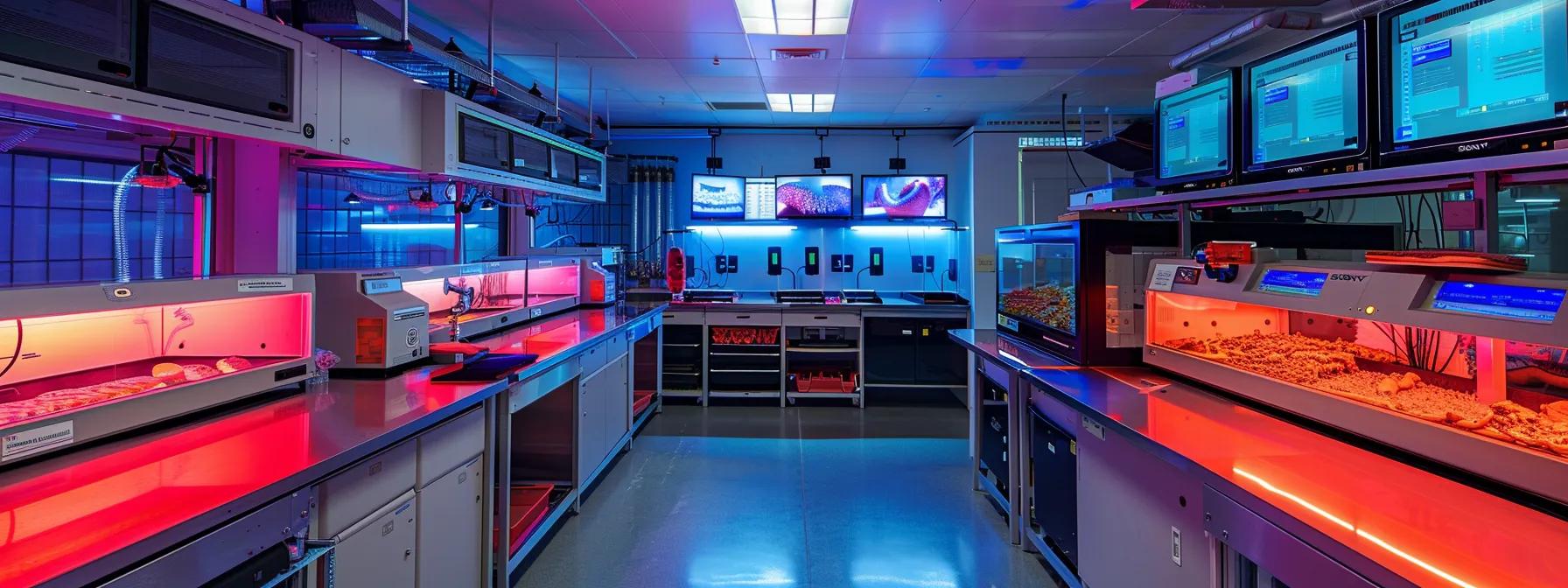 a sleek, modern reptile breeding facility showcases high-tech automated incubators with digital displays and wireless environmental monitors, emphasizing innovative equipment and sustainable practices in a vibrant, bright indoor setting.
