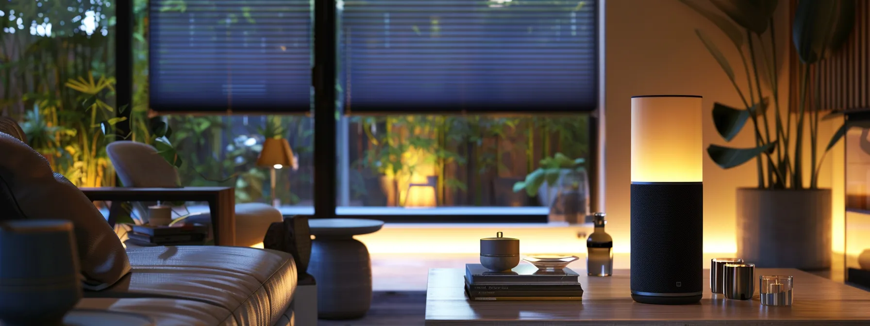 a sleek, modern roller shade seamlessly integrating with voice assistants and smart home platforms in a stylish living room setting. a sleek, modern roller shade seamlessly integrating with voice assistants and smart home platforms in a stylish living room setting.