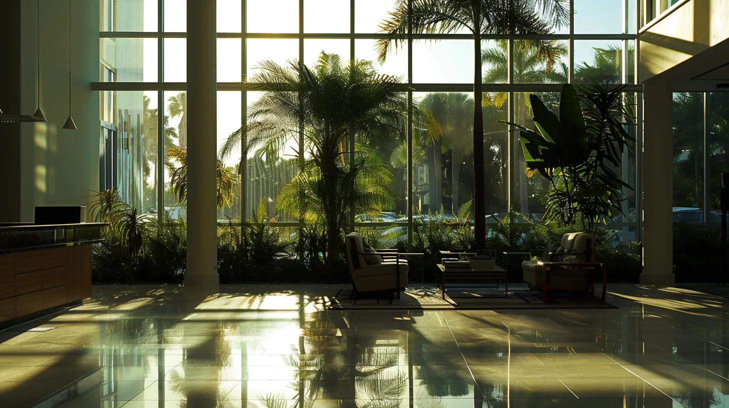 a sleek, modern west palm beach home showcases large, clear impact windows that gleam under soft indoor lighting, emphasizing their robust design and aesthetic appeal while visually communicating their protective capabilities against severe weather. a sleek, modern west palm beach home showcases large, clear impact windows that gleam under soft indoor lighting, emphasizing their robust design and aesthetic appeal while visually communicating their protective capabilities against severe weather.