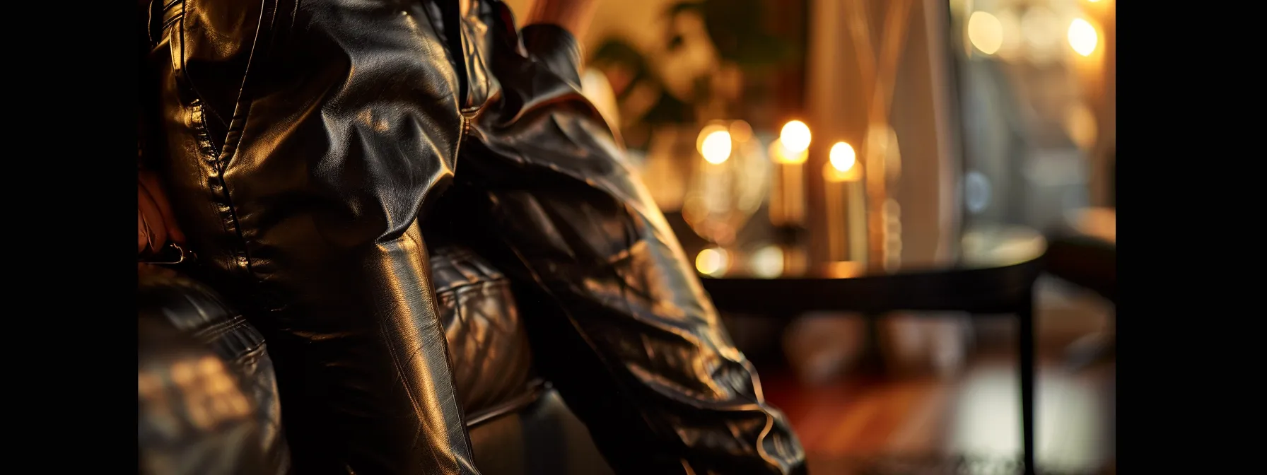 a sleek pair of leather stacked pants styled elegantly for a sophisticated evening event. a sleek pair of leather stacked pants styled elegantly for a sophisticated evening event.