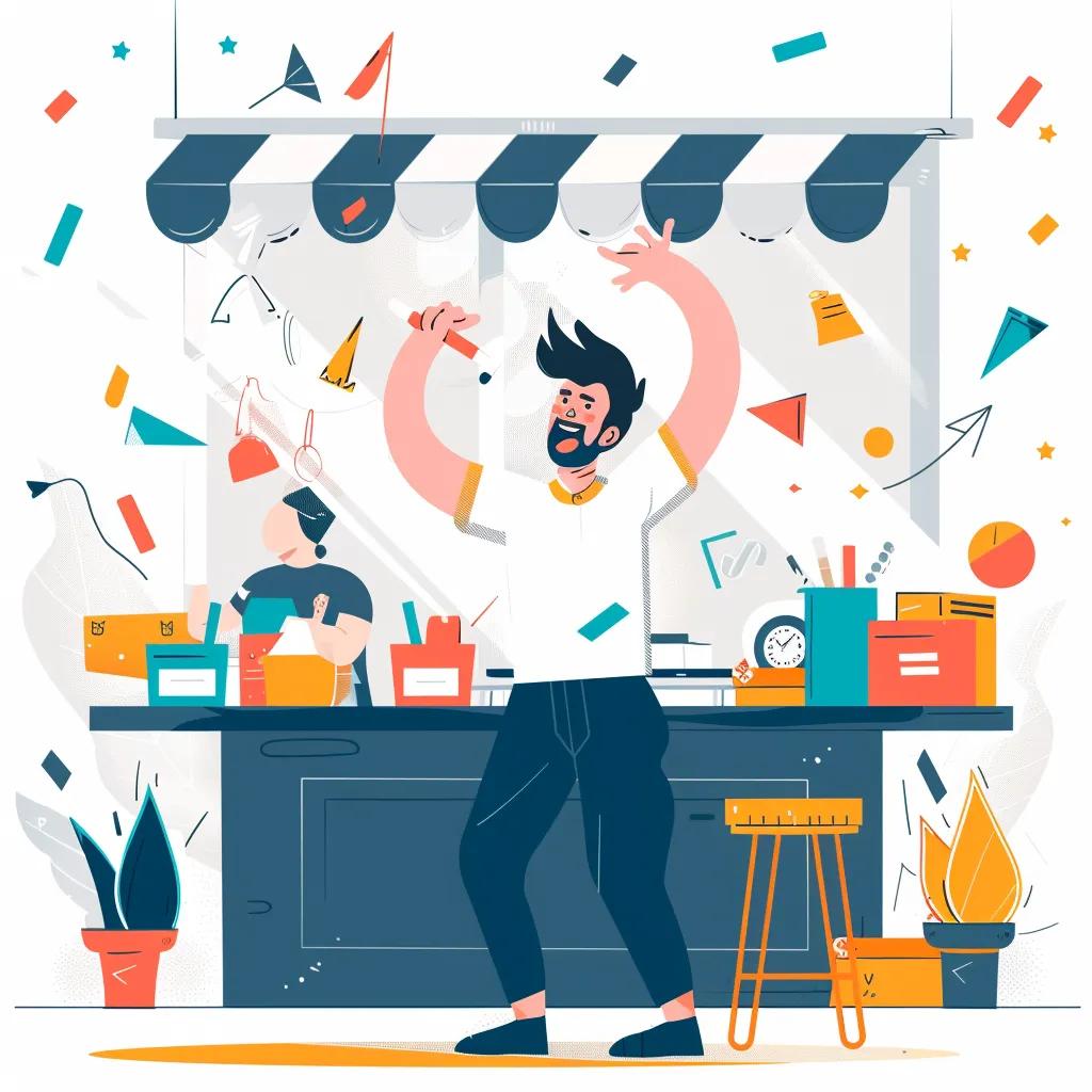 Small business owner celebrating increased customer engagement and success in Golden Valley, Arizona