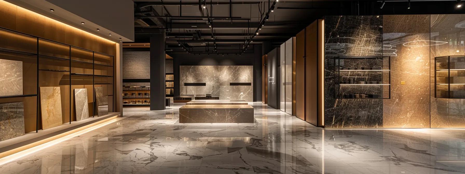 a sophisticated indoor hardscaping design studio showcases an array of diverse stone and tile samples, illuminated under sleek, modern lighting, emphasizing the meticulous selection process for material durability and aesthetic appeal. a sophisticated indoor hardscaping design studio showcases an array of diverse stone and tile samples, illuminated under sleek, modern lighting, emphasizing the meticulous selection process for material durability and aesthetic appeal.