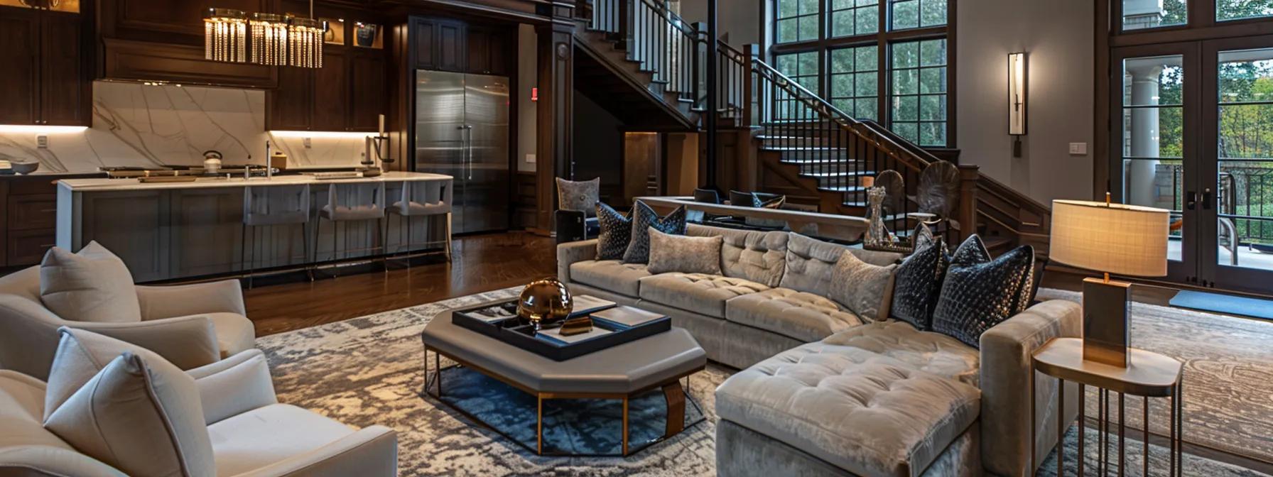 a sophisticated interior of a buckhead home features basilica furniture, showcasing elegant marble, lush velvet, and warm wood textures under moody lighting, perfectly blending modern and classic design elements. a sophisticated interior of a buckhead home features basilica furniture, showcasing elegant marble, lush velvet, and warm wood textures under moody lighting, perfectly blending modern and classic design elements.
