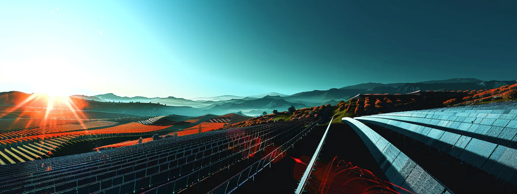 a sprawling solar farm with advanced ai technology optimizing efficiency and performance. a sprawling solar farm with advanced ai technology optimizing efficiency and performance.