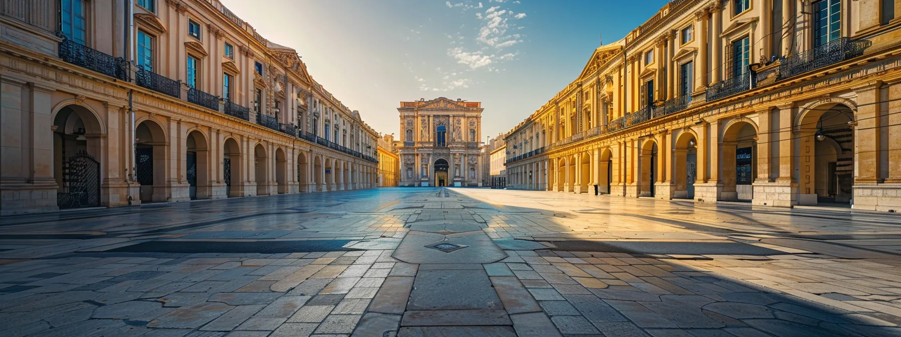 a striking architectural view showcasing a symmetrical public square flanked by classical buildings, highlighting the intricate balance and harmony in urban design with dramatic lighting casting defined shadows, emphasizing the elegance of symmetry in architecture. a striking architectural view showcasing a symmetrical public square flanked by classical buildings, highlighting the intricate balance and harmony in urban design with dramatic lighting casting defined shadows, emphasizing the elegance of symmetry in architecture.