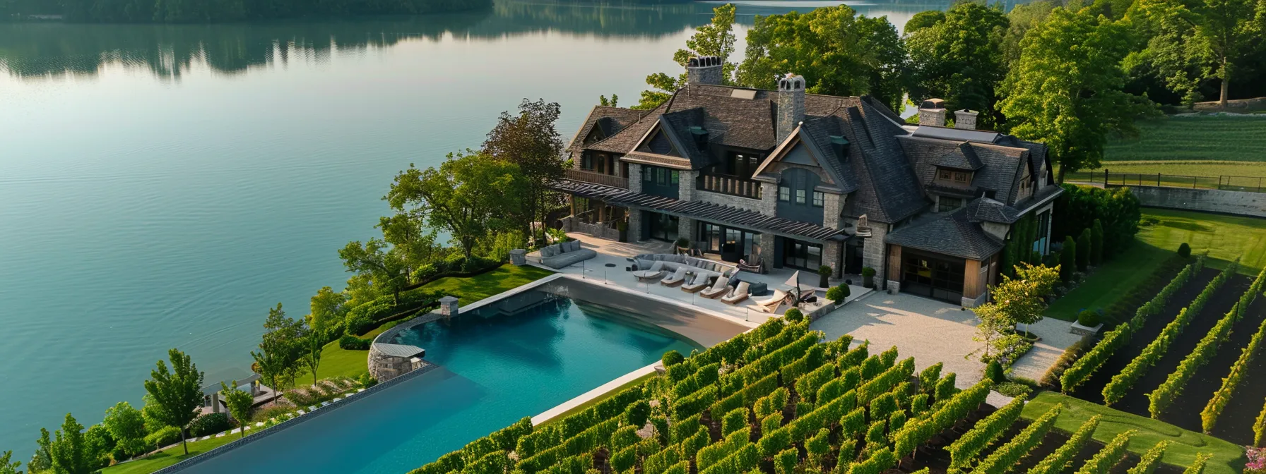a stunning lake country luxury home overlooking crystal-clear waters and lush vineyards. a stunning lake country luxury home overlooking crystal-clear waters and lush vineyards.