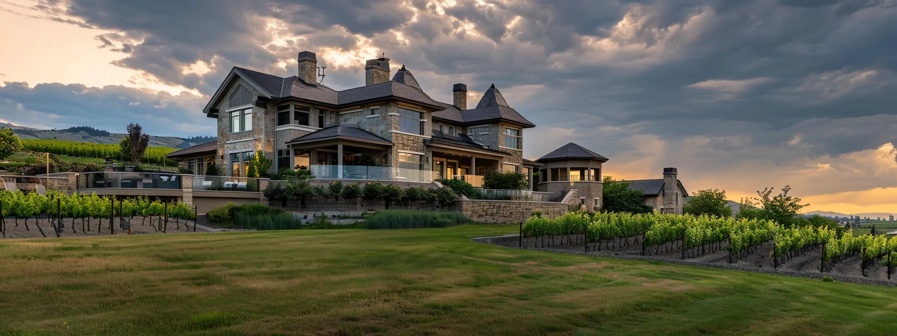 a stunning vineyard estate nestled among rolling hills, capturing the essence of okanagan centre's heritage charm and luxurious living. a stunning vineyard estate nestled among rolling hills, capturing the essence of okanagan centre's heritage charm and luxurious living.