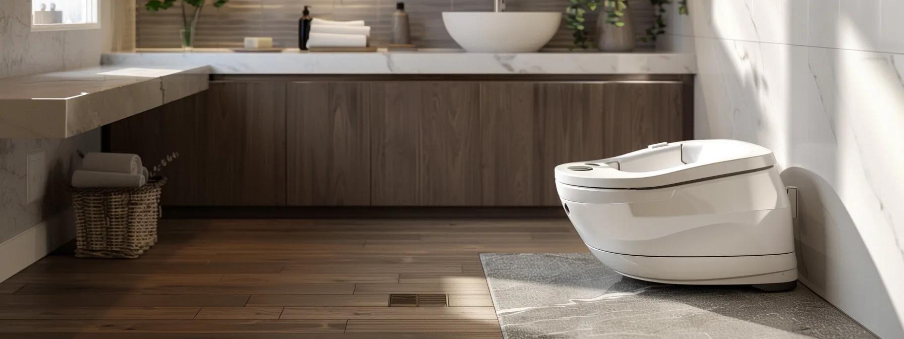 a stylish, modern bathroom setting features a sleek foot spa plugged into a well-organized outlet, with visible safety certifications displayed prominently on the spa's sleek design, conveying the importance of electrical safety in home relaxation. a stylish, modern bathroom setting features a sleek foot spa plugged into a well-organized outlet, with visible safety certifications displayed prominently on the spa's sleek design, conveying the importance of electrical safety in home relaxation.