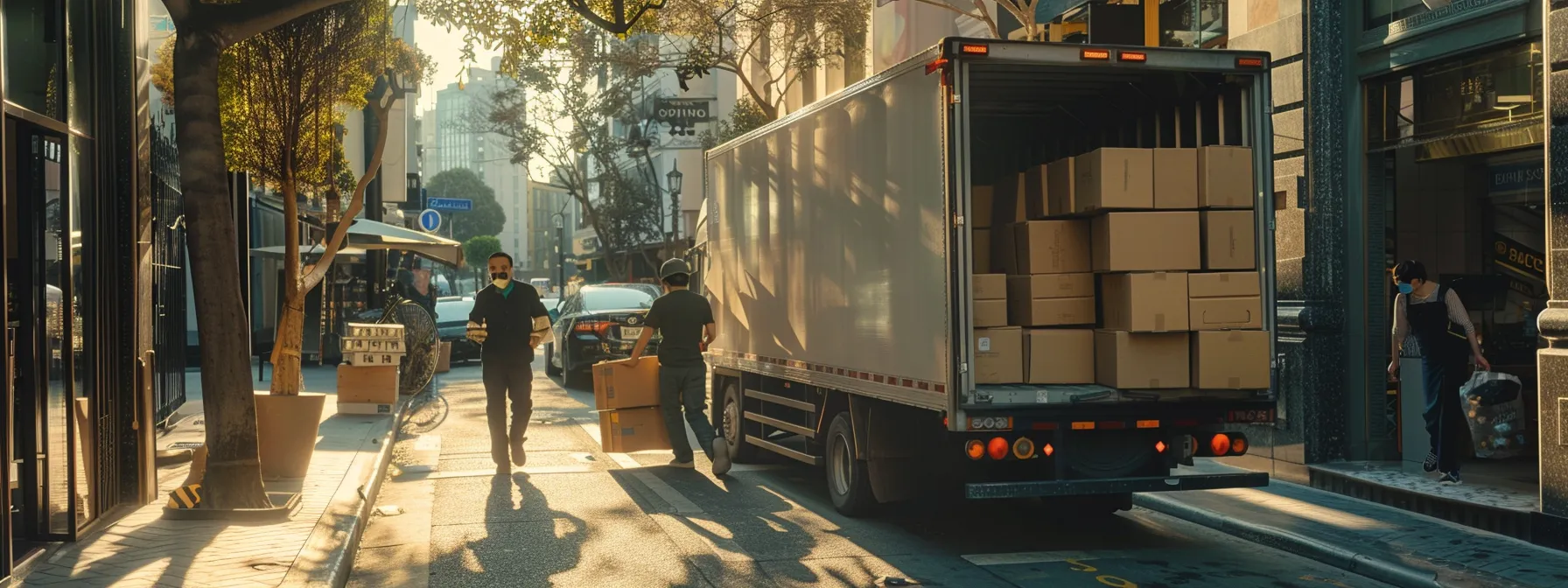 a team of efficient movers carefully loading boxes onto a moving truck, ensuring a seamless relocation process. a team of efficient movers carefully loading boxes onto a moving truck, ensuring a seamless relocation process.