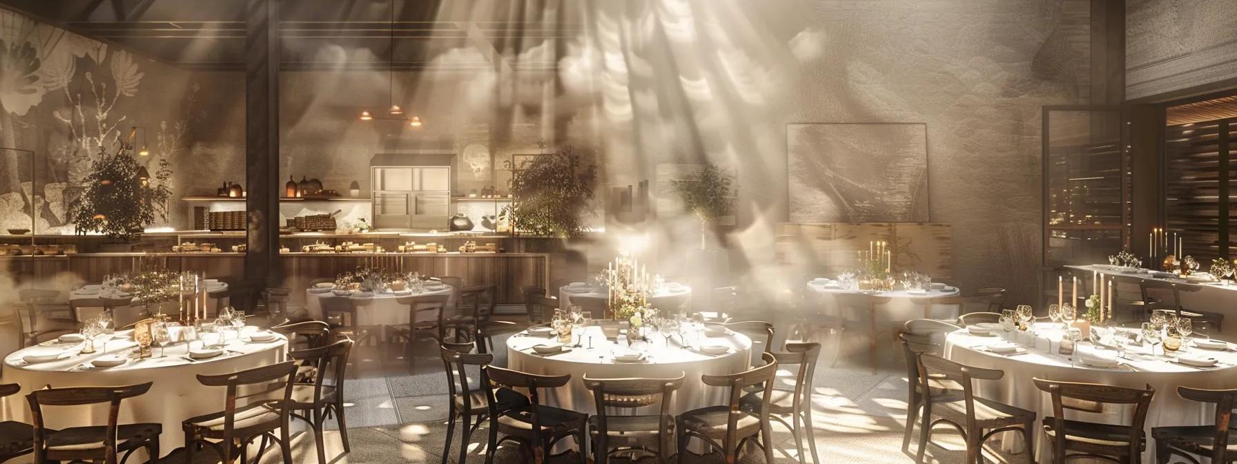 une salle d'événement élégamment décorée, avec des tables soigneusement disposées et un éclairage intime, capturant l'essence festive et raffinée d'une célébration d'anniversaire pour adultes. une salle d'événement élégamment décorée, avec des tables soigneusement disposées et un éclairage intime, capturant l'essence festive et raffinée d'une célébration d'anniversaire pour adultes.