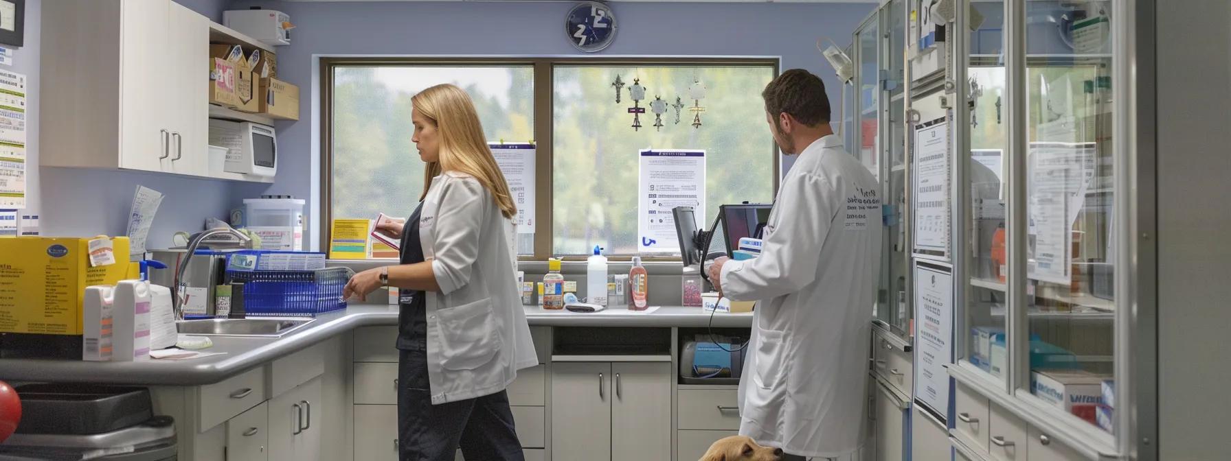 a veterinary clinic's examination room captures the attentive interaction between a veterinarian and a dog, with a focus on diagnostic charts and allergy testing materials, emphasizing the critical process of differentiating food allergies from other conditions. a veterinary clinic's examination room captures the attentive interaction between a veterinarian and a dog, with a focus on diagnostic charts and allergy testing materials, emphasizing the critical process of differentiating food allergies from other conditions.