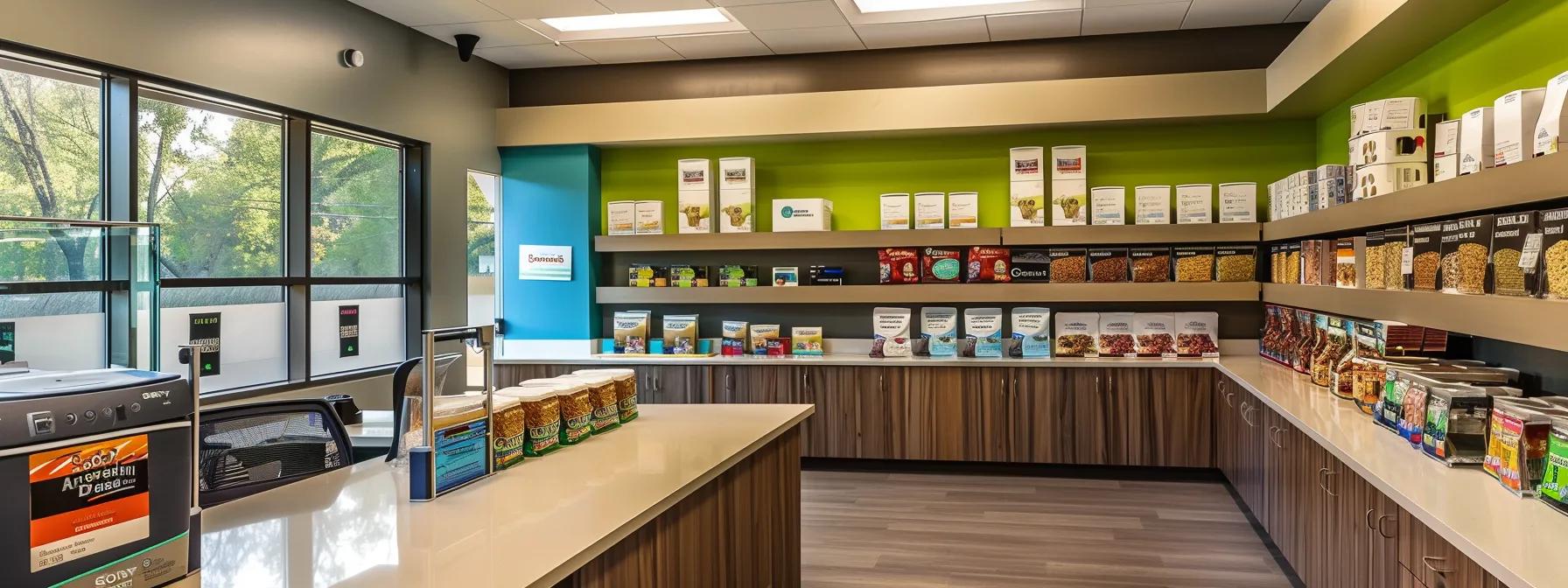 a vibrant and modern veterinary clinic showcases a variety of pet food products, with avoderm prominently displayed on a sleek countertop, symbolizing its commitment to enhancing digestive health in pets. a vibrant and modern veterinary clinic showcases a variety of pet food products, with avoderm prominently displayed on a sleek countertop, symbolizing its commitment to enhancing digestive health in pets.