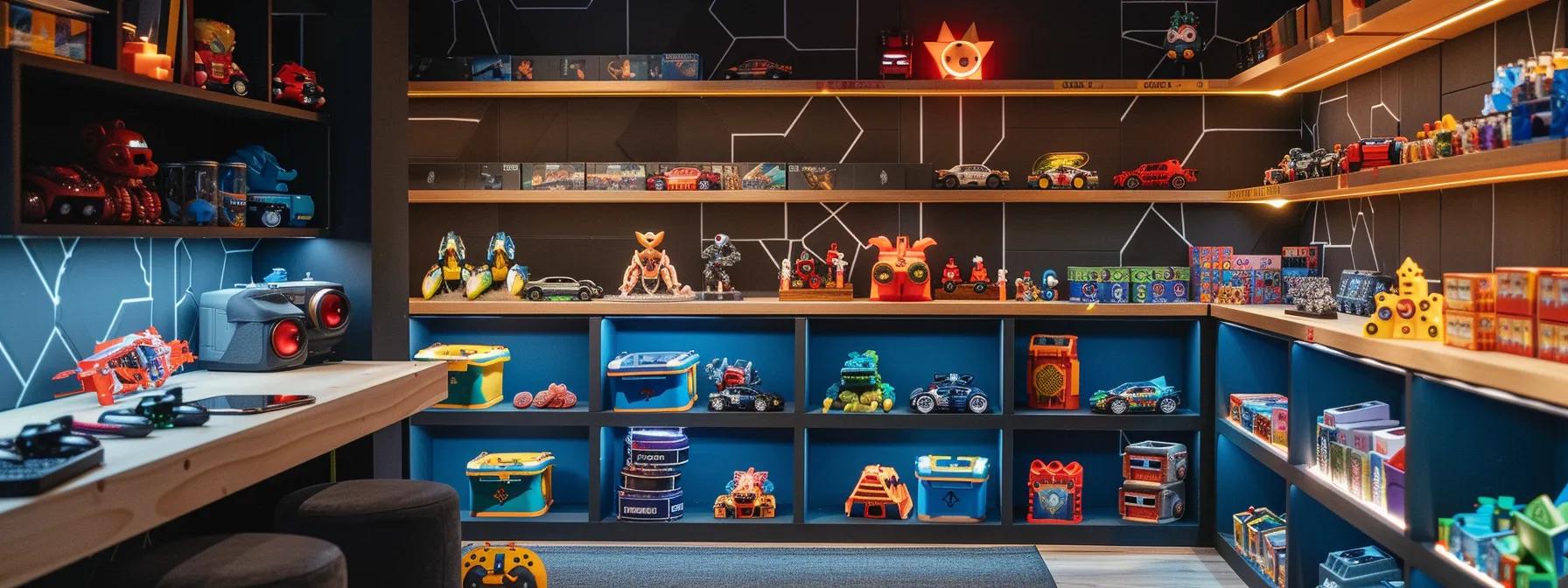 a vibrant and organized gaming room showcases an array of custom diy tabletop game storage solutions, featuring creatively crafted organizers made from colorful materials like foamcore and cardboard, all arranged neatly on shelves against a sleek, modern backdrop. a vibrant and organized gaming room showcases an array of custom diy tabletop game storage solutions, featuring creatively crafted organizers made from colorful materials like foamcore and cardboard, all arranged neatly on shelves against a sleek, modern backdrop.