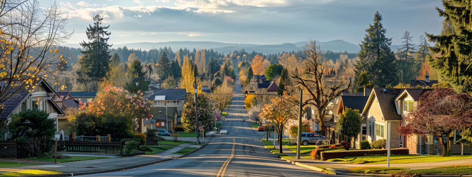 a vibrant, bustling street lined with charming homes, schools, and parks in lake country, showcasing the diverse factors contributing to the neighborhood's popularity. a vibrant, bustling street lined with charming homes, schools, and parks in lake country, showcasing the diverse factors contributing to the neighborhood's popularity.