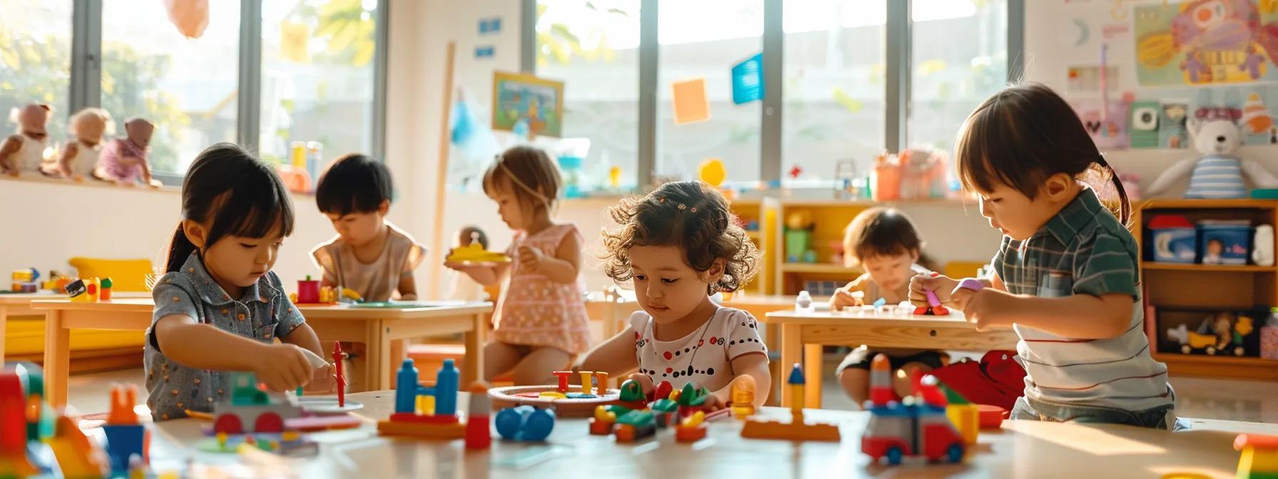 a vibrant classroom scene captures a group of children engaged in imaginative play with colorful educational toys, fostering cognitive, physical, emotional, and social skills in a dynamic, interactive learning environment. a vibrant classroom scene captures a group of children engaged in imaginative play with colorful educational toys, fostering cognitive, physical, emotional, and social skills in a dynamic, interactive learning environment.