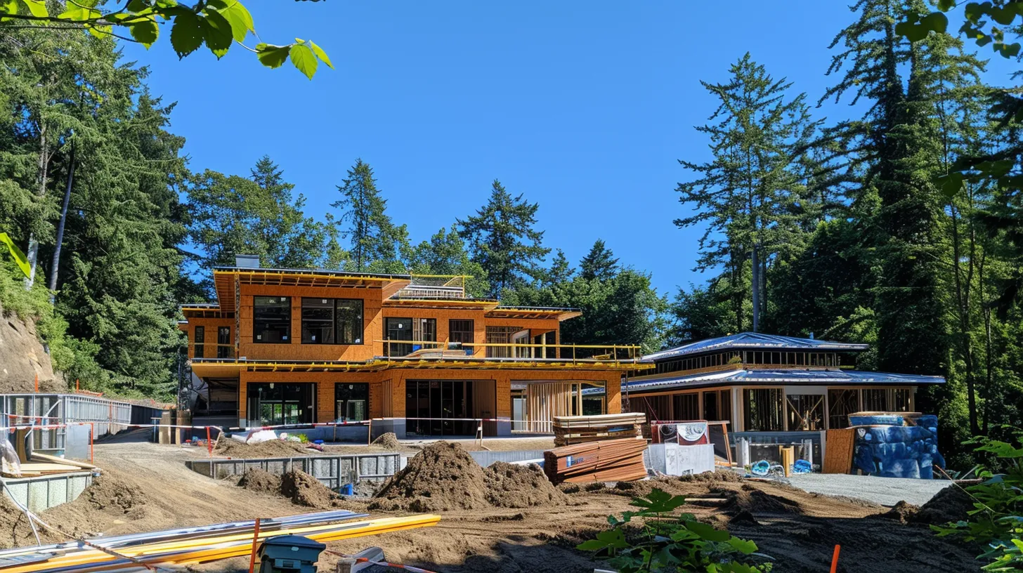 a vibrant custom home under construction stands proudly against a clear blue sky, showcasing innovative architectural design and a backdrop of lush greenery, symbolizing the success of tailored financing strategies in home building. a vibrant custom home under construction stands proudly against a clear blue sky, showcasing innovative architectural design and a backdrop of lush greenery, symbolizing the success of tailored financing strategies in home building.