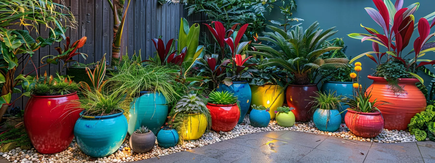 a vibrant garden showcase in a suburban backyard, featuring a carefully curated selection of heat-tolerant plants in colorful containers, thoughtfully arranged to highlight their diverse shapes and textures under bright artificial lighting. a vibrant garden showcase in a suburban backyard, featuring a carefully curated selection of heat-tolerant plants in colorful containers, thoughtfully arranged to highlight their diverse shapes and textures under bright artificial lighting.