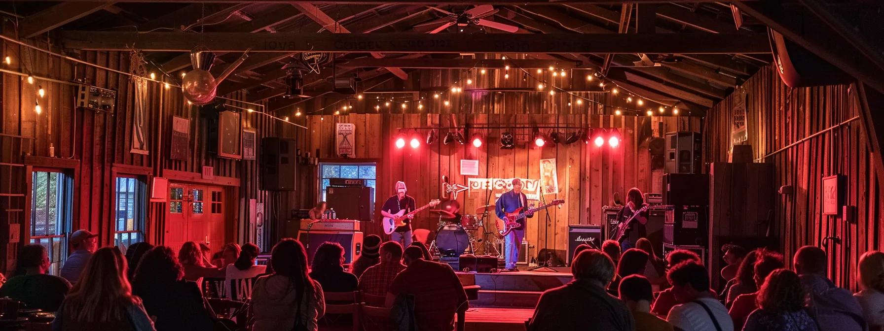 a vibrant indoor setting showcases a lively family attending an intimate appalachian music concert in blue ridge georgia, with the warm glow of stage lighting illuminating the joyful expressions of the audience amidst rustic decor that reflects local heritage. a vibrant indoor setting showcases a lively family attending an intimate appalachian music concert in blue ridge georgia, with the warm glow of stage lighting illuminating the joyful expressions of the audience amidst rustic decor that reflects local heritage.
