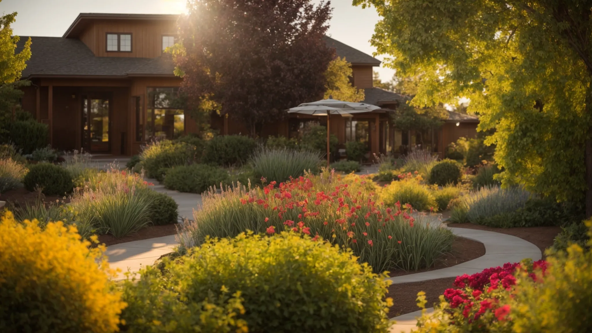 a vibrant landscape showcasing lush greenery and meticulously designed flower beds in idaho falls, bathed in soft golden sunlight, captures the essence of expert landscaping artistry. a vibrant landscape showcasing lush greenery and meticulously designed flower beds in idaho falls, bathed in soft golden sunlight, captures the essence of expert landscaping artistry.