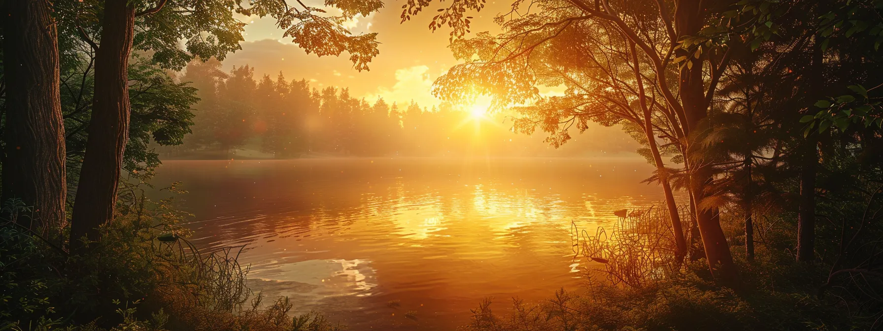 a vibrant sunset casts a golden hue over a tranquil lake, where lush trees frame the shimmering water, creating a serene and picturesque landscape. a vibrant sunset casts a golden hue over a tranquil lake, where lush trees frame the shimmering water, creating a serene and picturesque landscape.