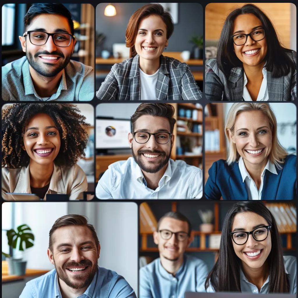 Remote employees participating in a virtual team bonding activity, enhancing engagement and communication